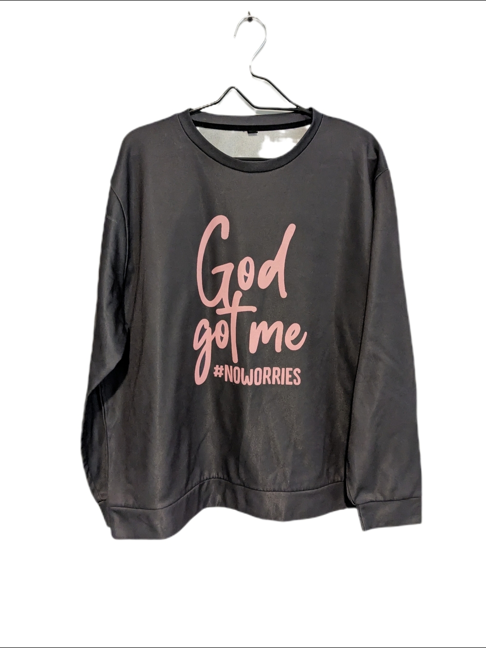 "God Got Me" Grey & Pink Women's Crewneck Sweatshirt Size 3XL